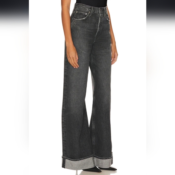Agolde Dame Wide-Leg Cuffed Jeans